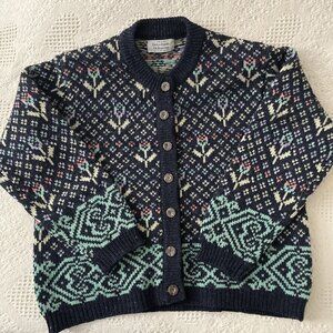 Vintage 80s United Colors of Benetton Multicolored Button-Up Knit Cardigan